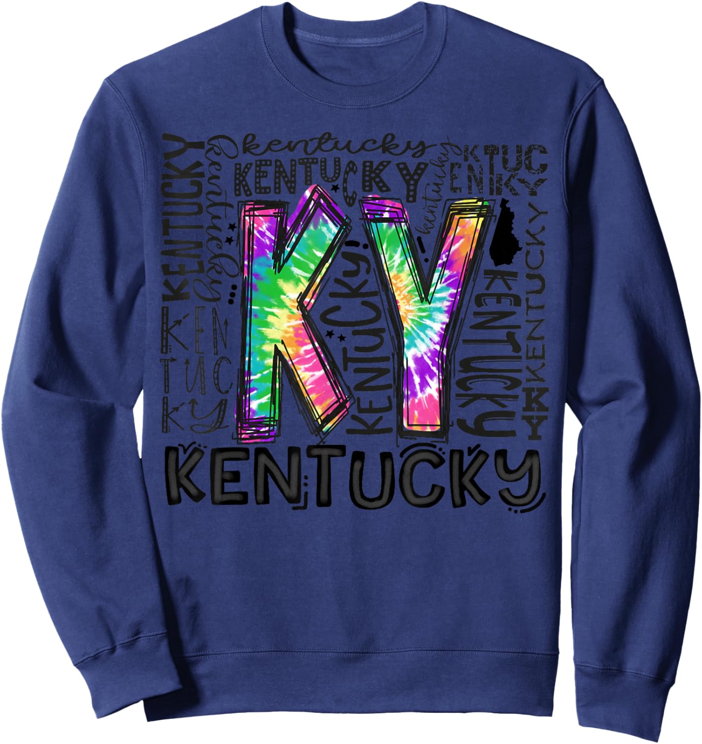 Cute Kentucky State Tie Dye Kentucky Typography Women Kid Sweatshirt - Sweatshirt | Navy