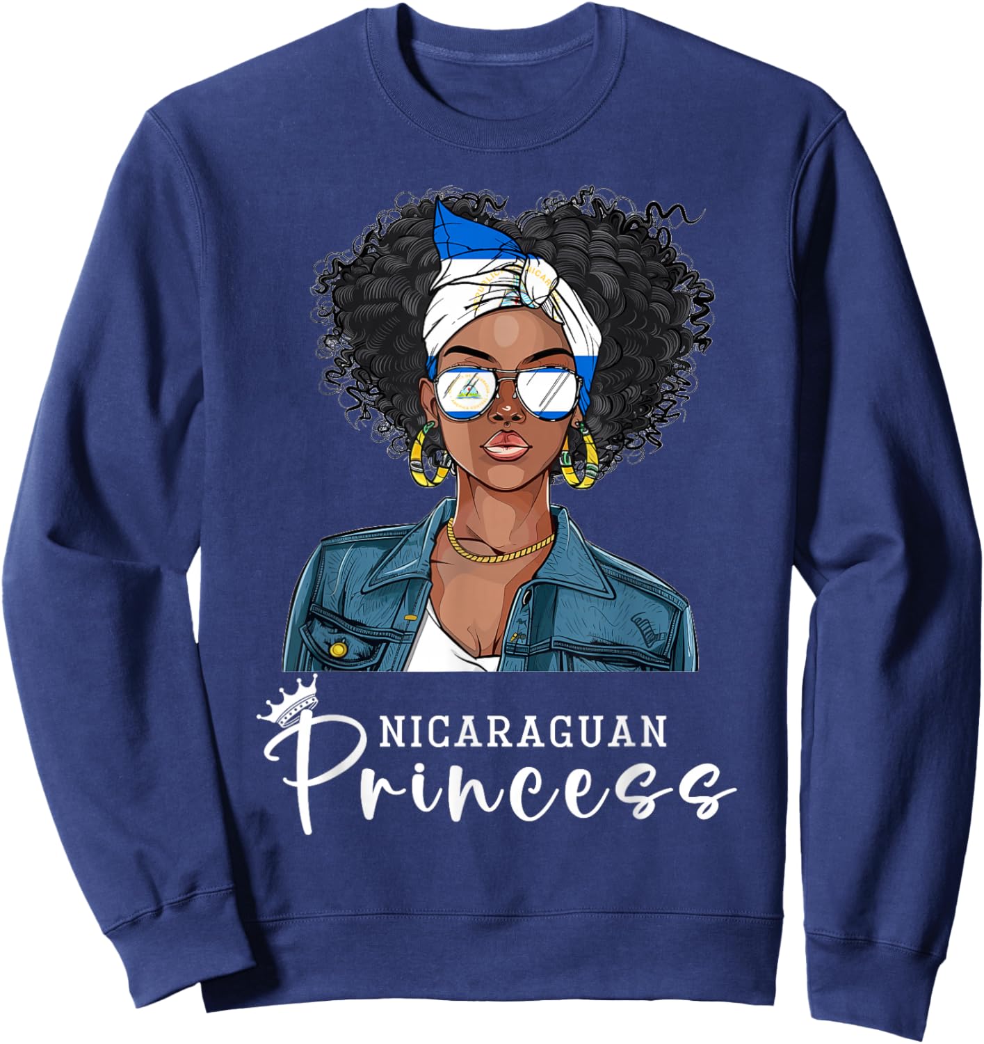 Nicaraguan Flag Souvenirs Woman Princess Girl Nicaragua Sweatshirt - Sweatshirt | Navy