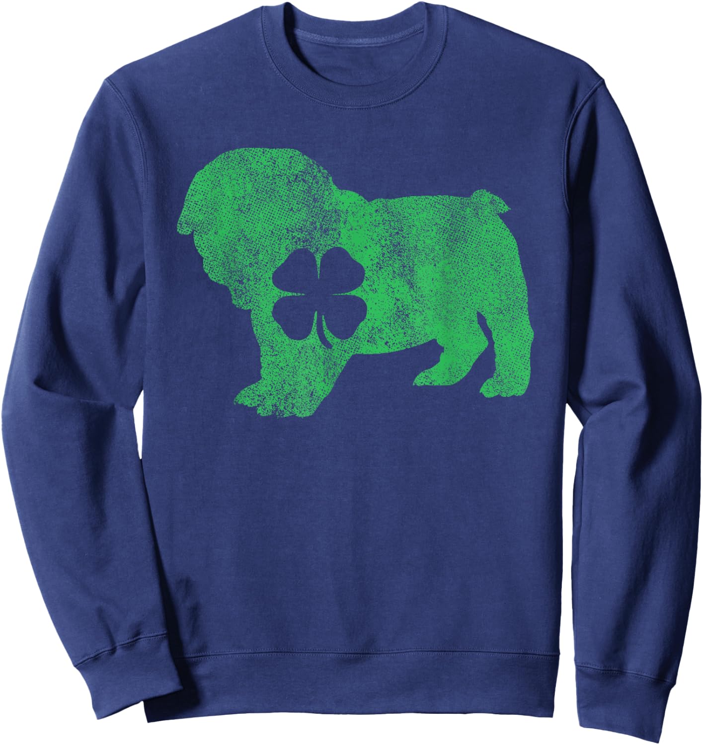St. Patrick's Day Dog Bulldog Shamrock Men Women Gift Sweatshirt - Sweatshirt | Navy