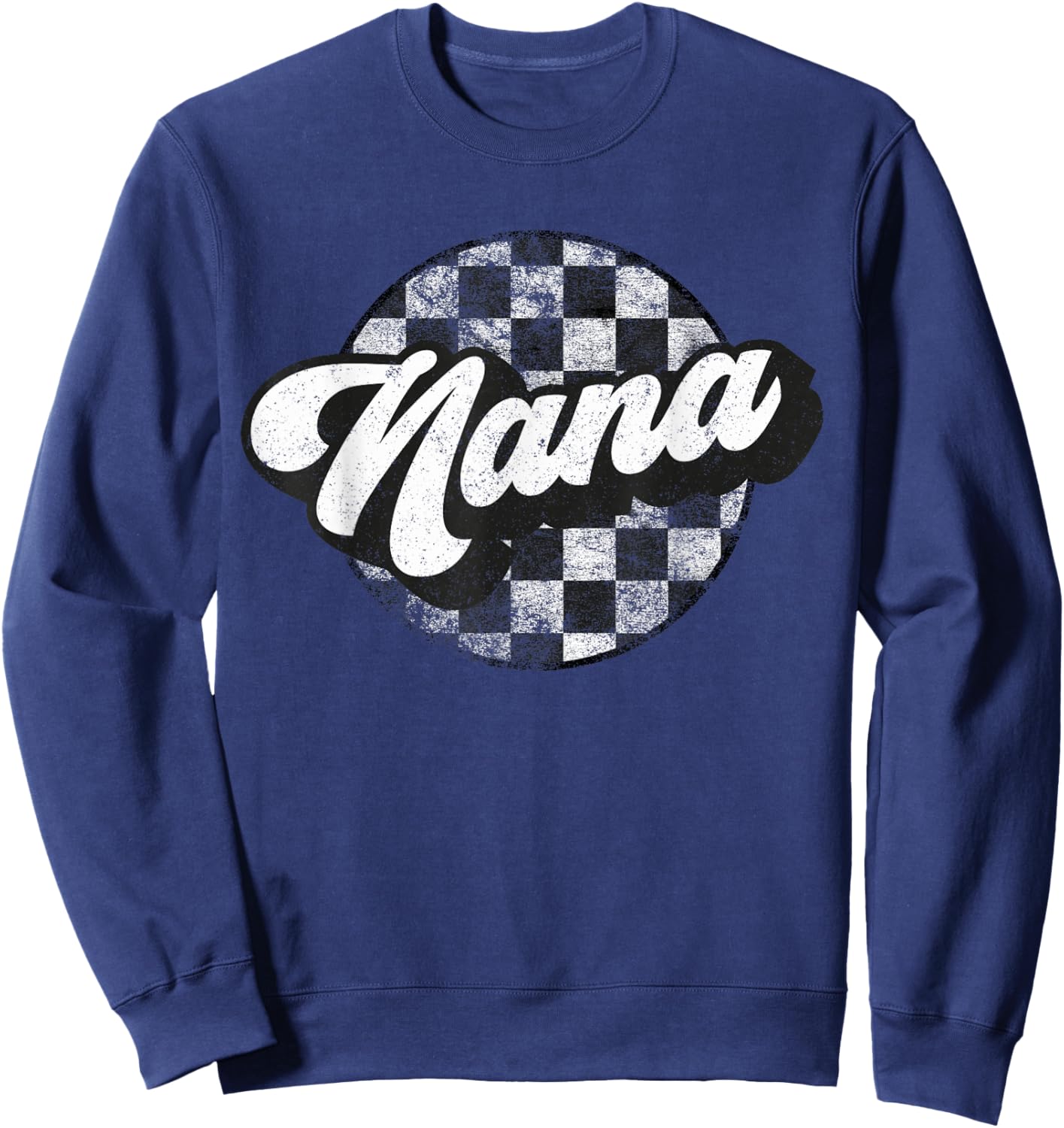 Funny Retro Checkered Nana Race Vintage Matching Family Sweatshirt - Sweatshirt | Navy