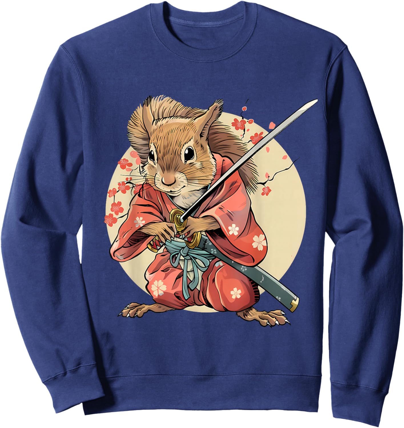 Japanese Warrior Samurai Squirrel Japanese Ninja Squirrel Sweatshirt - Sweatshirt | Navy