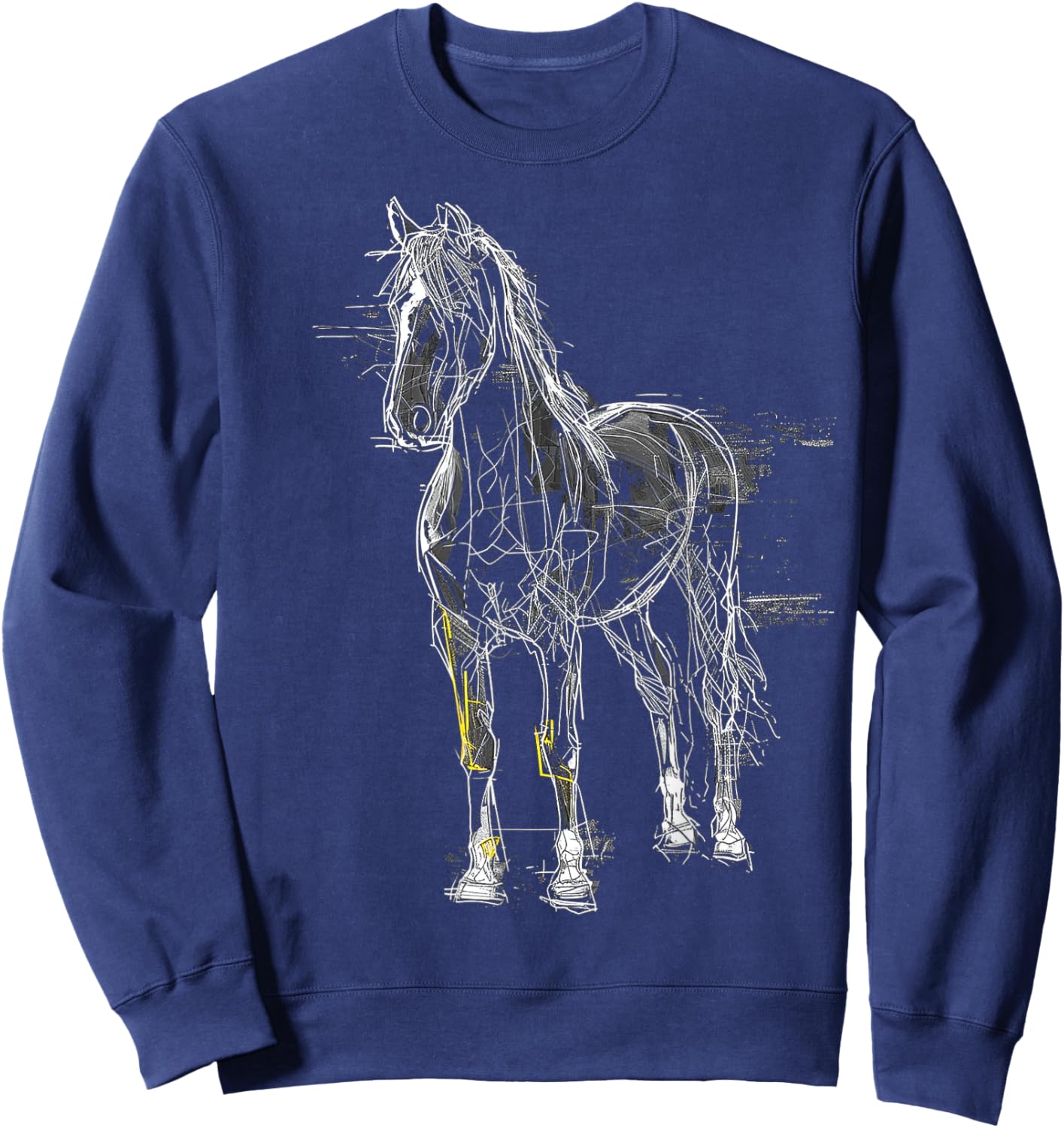 Horse Drawing Abstract Animal Art Drawing Graphic Horse Sweatshirt - Sweatshirt | Navy