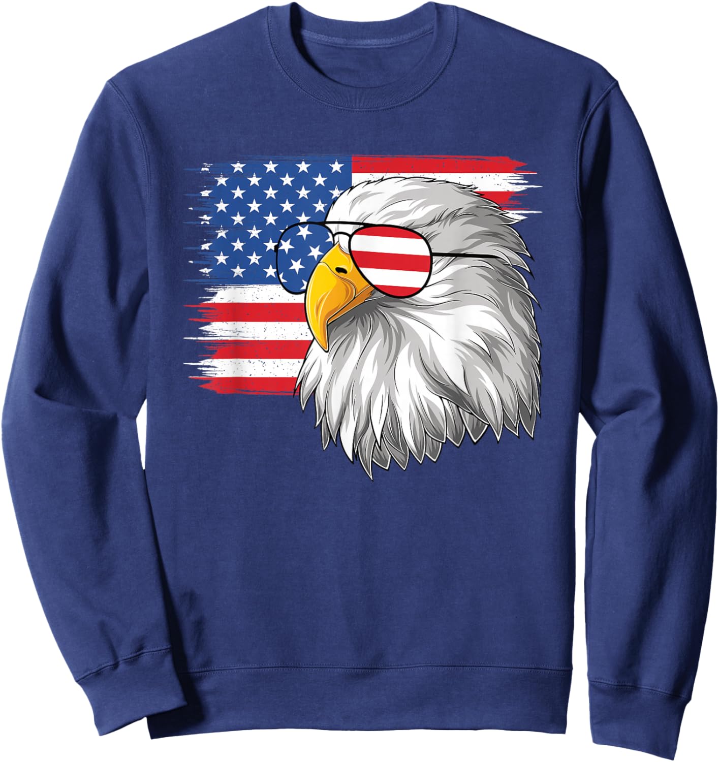 Funny 4th Of July American Flag Patriotic Eagle USA Men Boys Sweatshirt - Sweatshirt | Navy