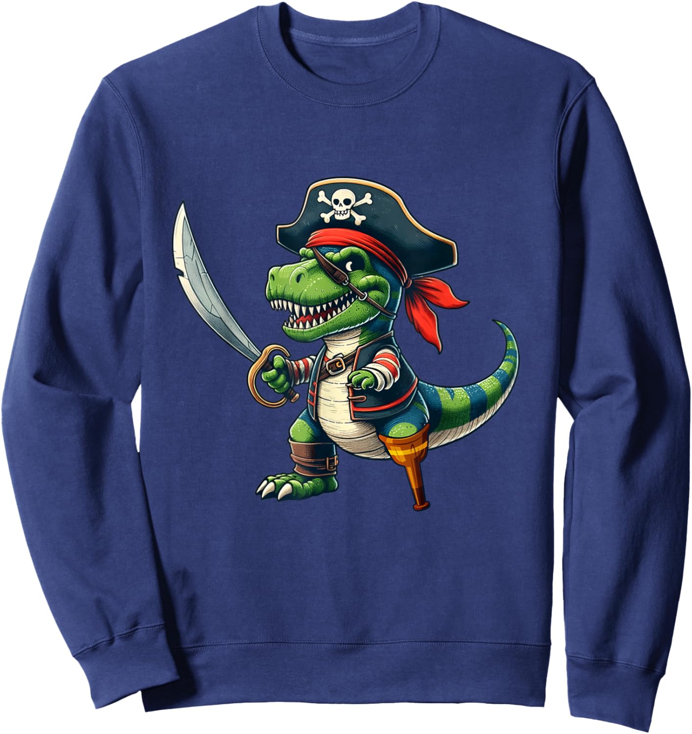Toddler Pirate Shirt Dinosaur T-Rex Tyrannosaurus Halloween Sweatshirt - Sweatshirt | Navy