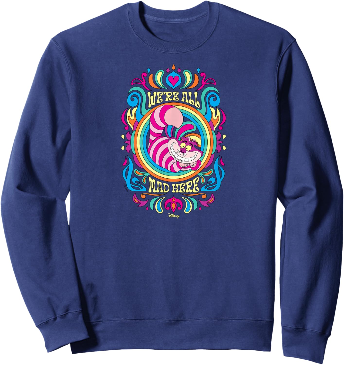 Alice in Wonderland - We're All Mad Here Psychedelic Pattern Sweatshirt - Sweatshirt | Navy
