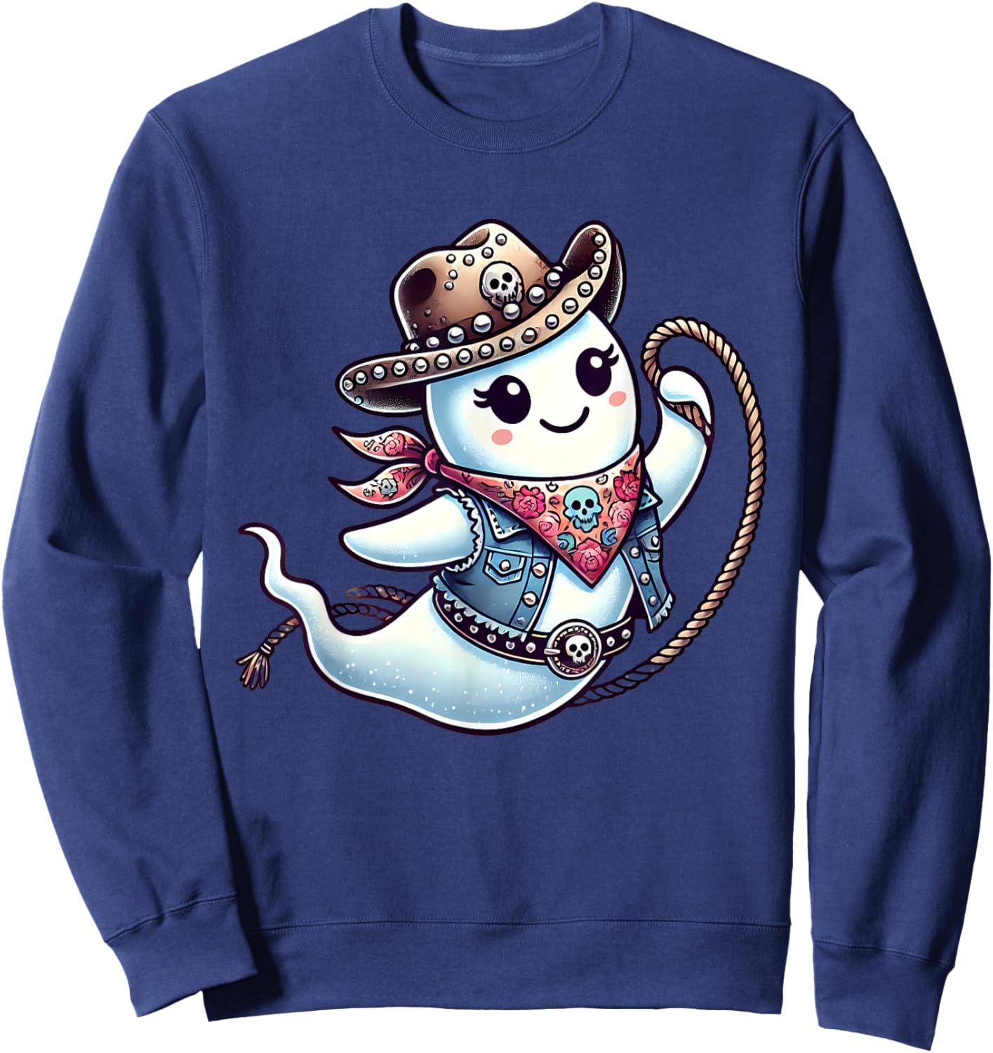 Ghost Cowgirl Country Rodeo Western Halloween Costume Sweatshirt - Sweatshirt | Navy
