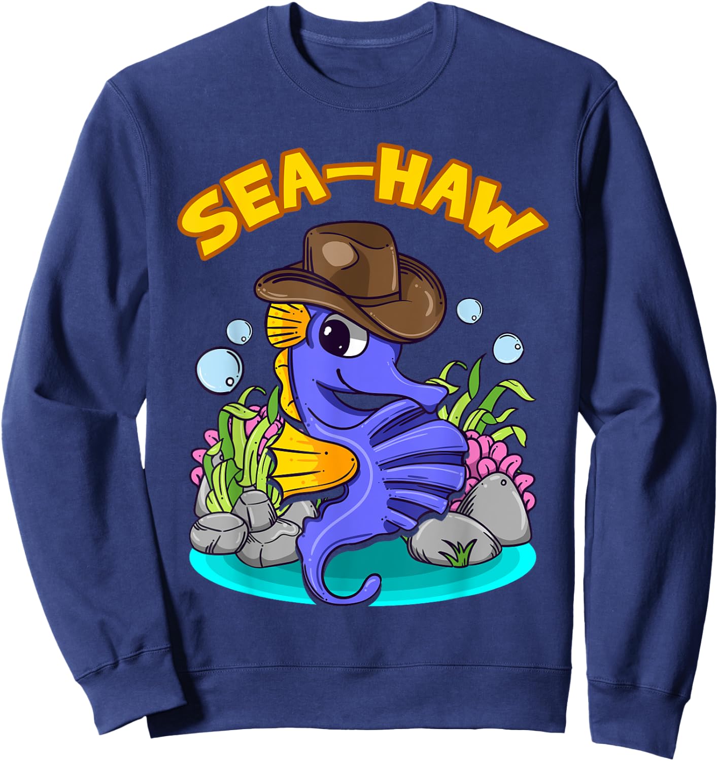 Sea Haw Seahorse Cowboy Western Fish Sweatshirt - Sweatshirt | Navy