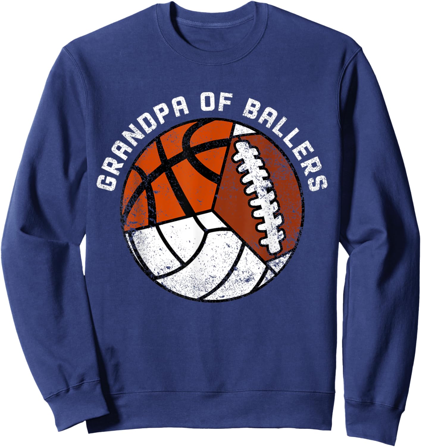 Grandpa Of Ballers Funny Volleyball Basketball Football Sweatshirt - Sweatshirt | Navy
