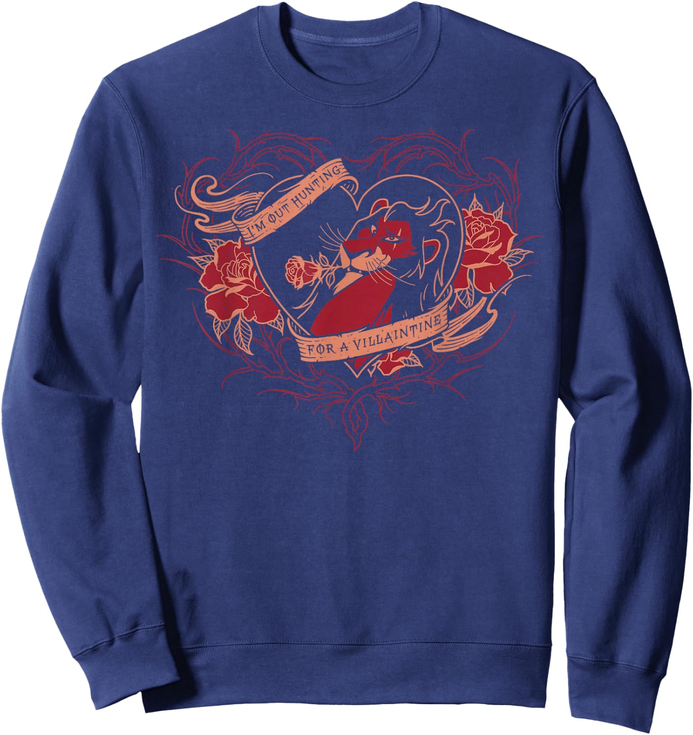 Disney Villains Valentine's Day Scar I'm Out Hunting Vintage Sweatshirt - Sweatshirt | Navy
