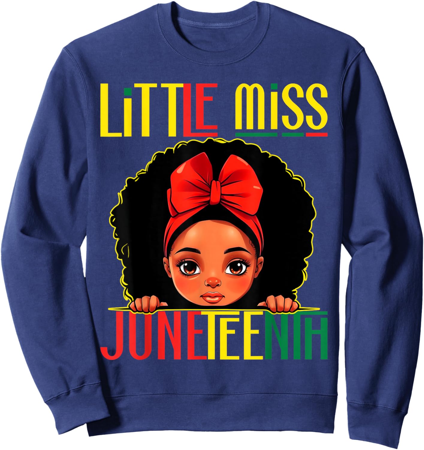 Kids Little Miss Juneteenth Girl Toddler Black History Girls Sweatshirt - Sweatshirt | Navy