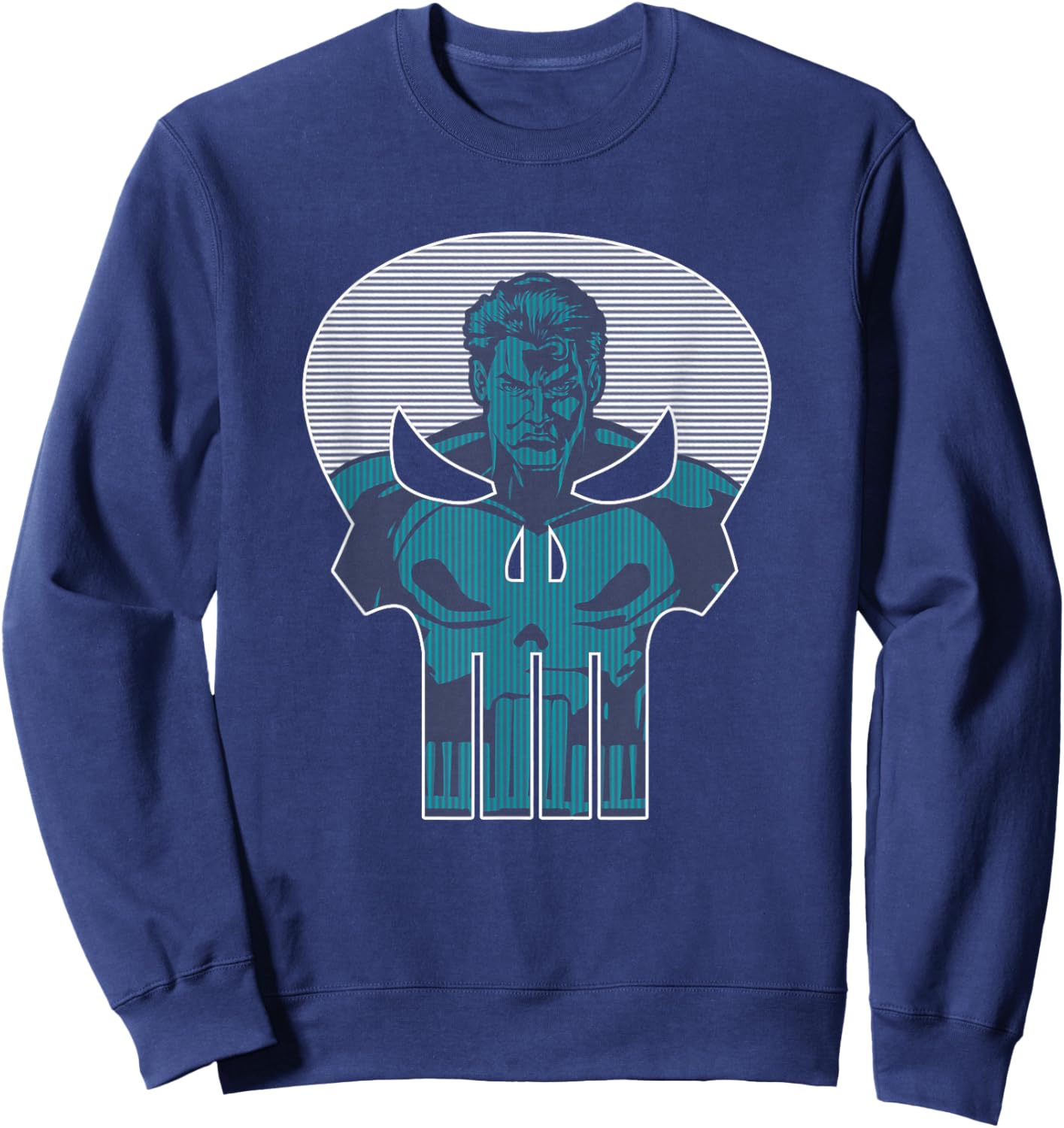 Marvel Punisher Frank Castle Serious Look Skull Logo Sweatshirt - Sweatshirt | Navy