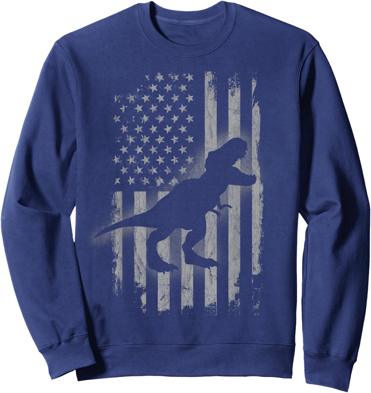 Patriotic Dinosaur American Flag Cool T-Rex Dino Lover Sweatshirt - Sweatshirt | Navy