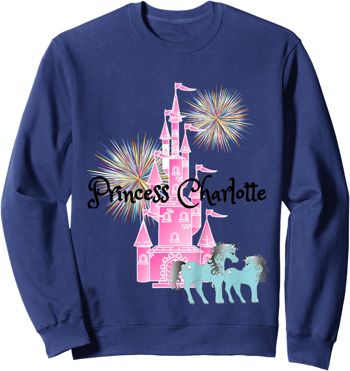 Kids Princess Charlotte Name Girls Personalized Custom Sweatshirt - Sweatshirt | Navy