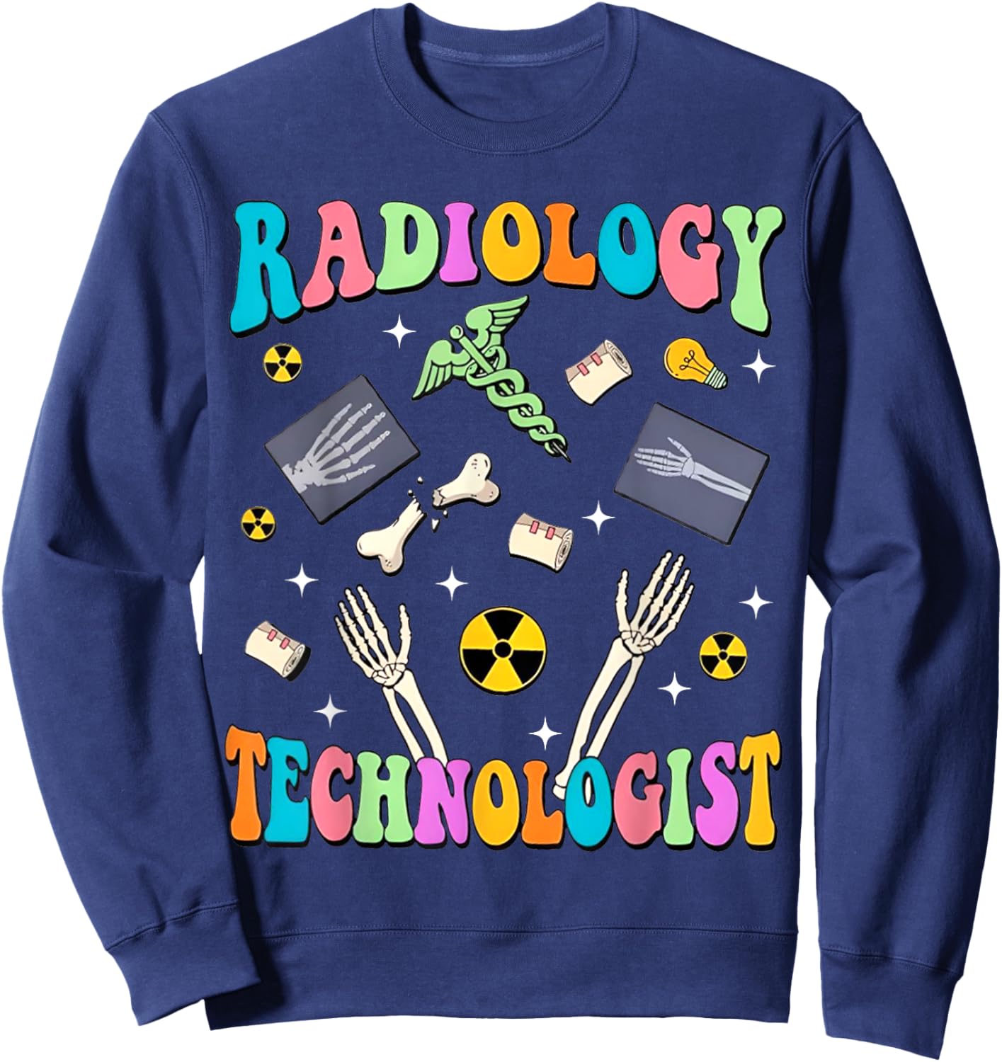 Retro Groovy Radiology Technologist X-Ray Tech Radiologic Sweatshirt - Sweatshirt | Navy