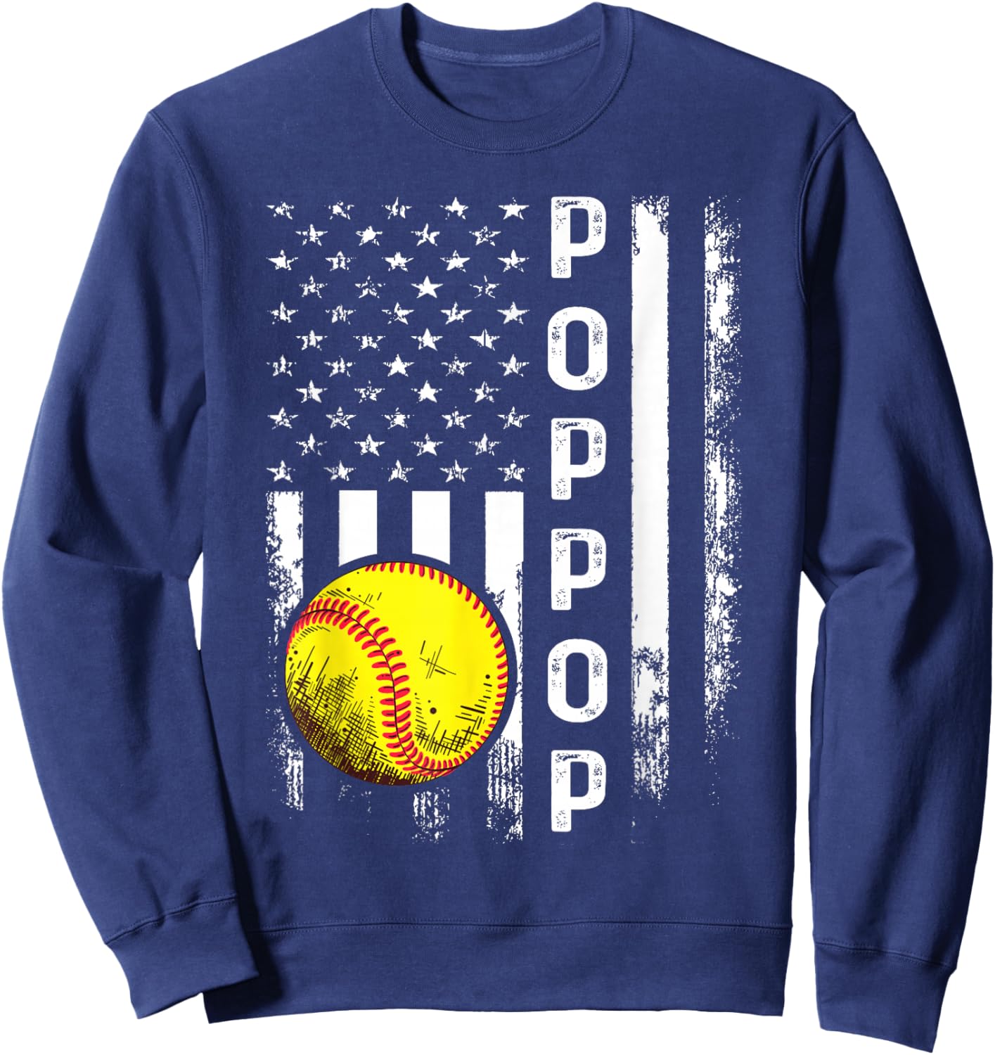 Softball Poppop America Flag Men Women Vintage Christmas Sweatshirt - Sweatshirt | Navy