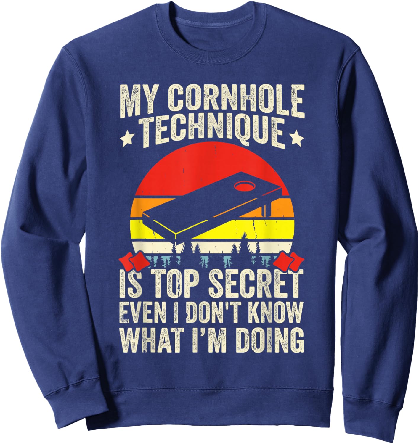 Funny Toss Game Cornhole Sweatshirt - Sweatshirt | Navy