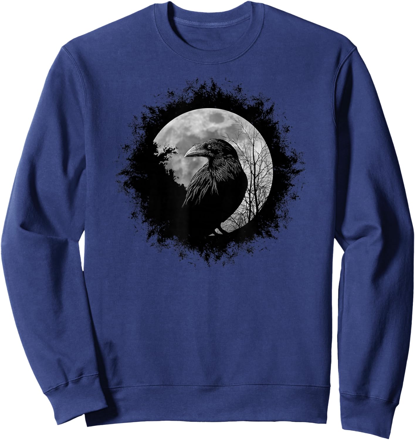 Black Crow Mystical Raven at Full Moon Sweatshirt - Sweatshirt | Navy