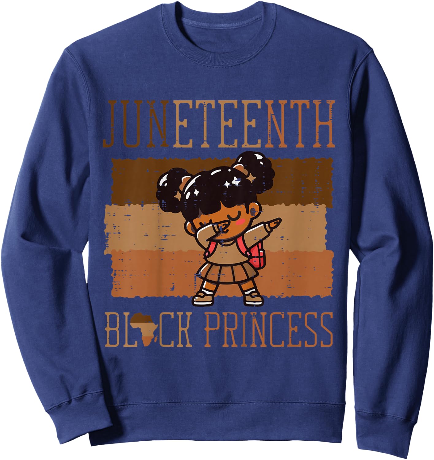Kids Juneteenth Black Princess Black African June 19th Girls Kids Sweatshirt - Sweatshirt | Navy