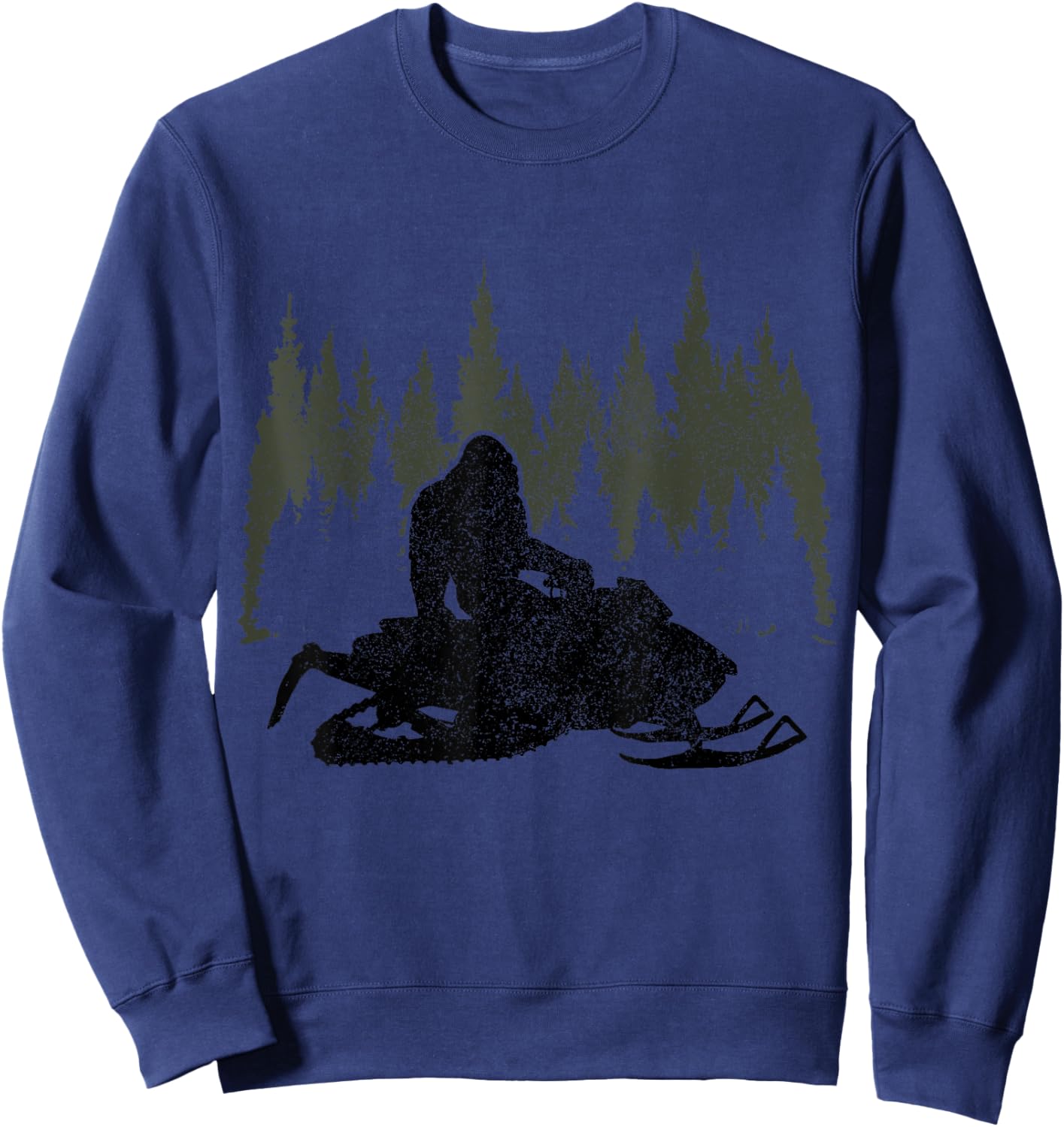 Snowmobile Bigfoot Snowmobile Sledge Funny Vintage Sweatshirt - Sweatshirt | Navy
