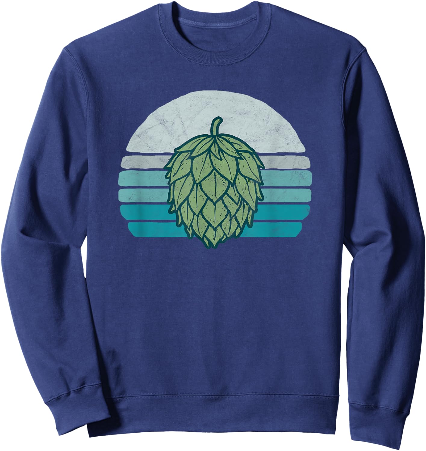 Hops Lover Vintage Beer Graphic Dark Sunset Hop Illustration Sweatshirt - Sweatshirt | Navy