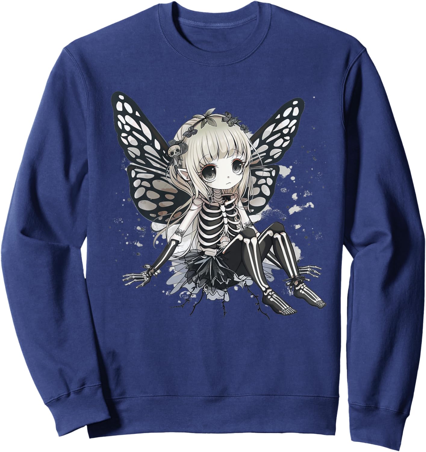 Skeleton Fairy Anime Goth Kawaii Sweatshirt - Sweatshirt | Navy