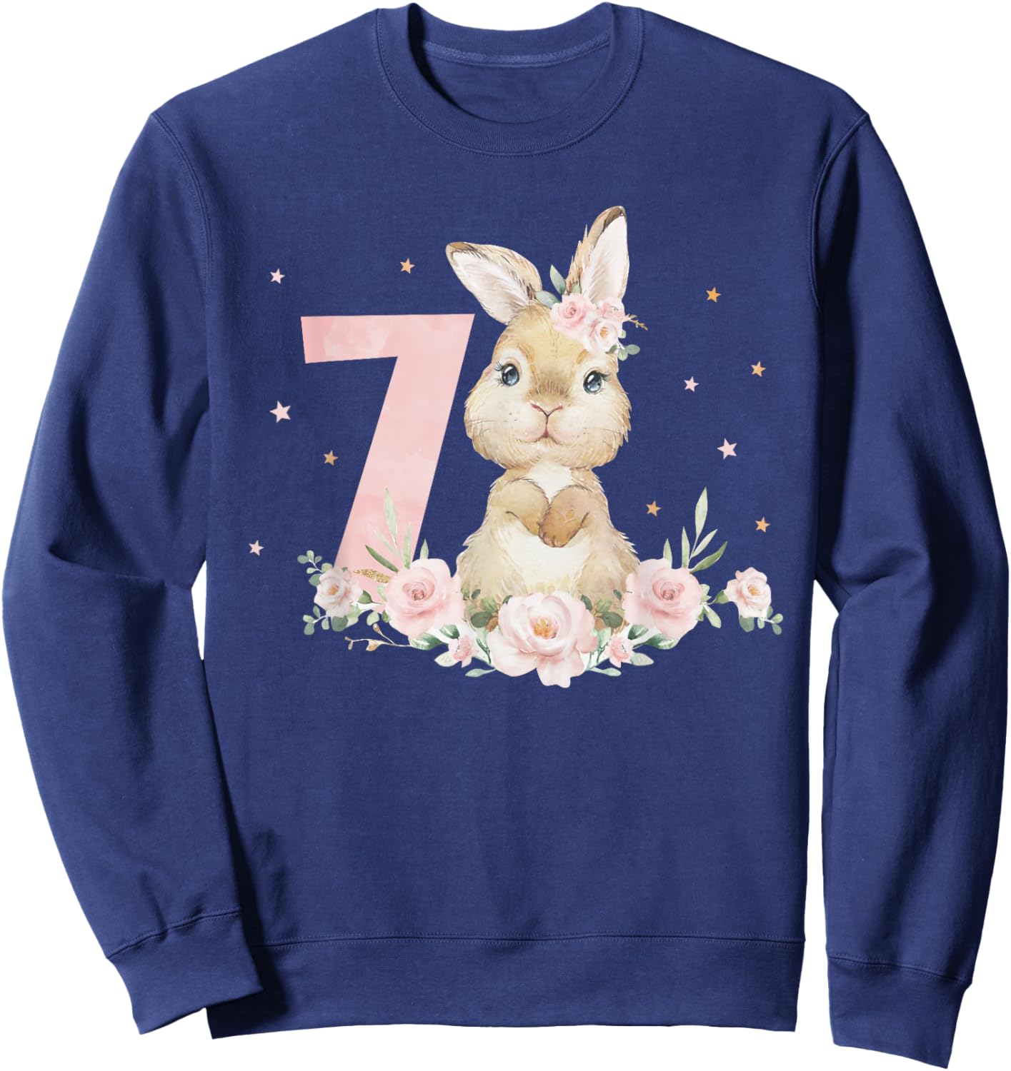 Adorable Rabbit Bunny 7th Birthday Outfit Girl 7 Year Old Sweatshirt - Sweatshirt | Navy