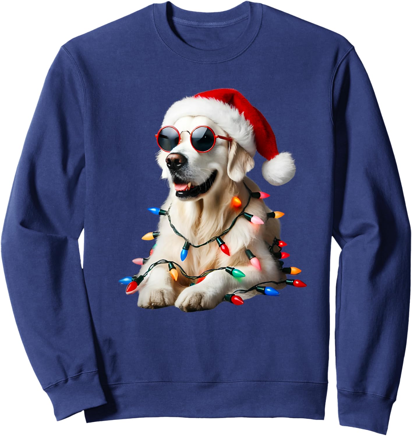 Christmas English Cream Golden Retriever Mom Dog Puppy Xmas Sweatshirt - Sweatshirt | Navy