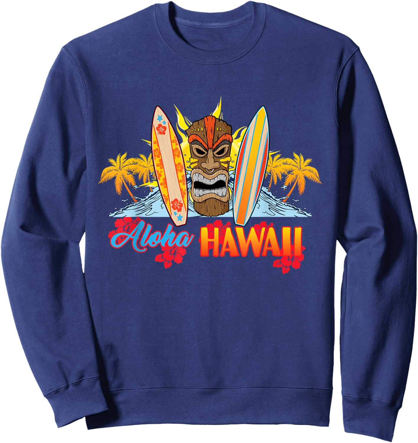 AlOHA Hawaii from the island. Feel the Tiki Spirit Sweatshirt - Sweatshirt | Navy