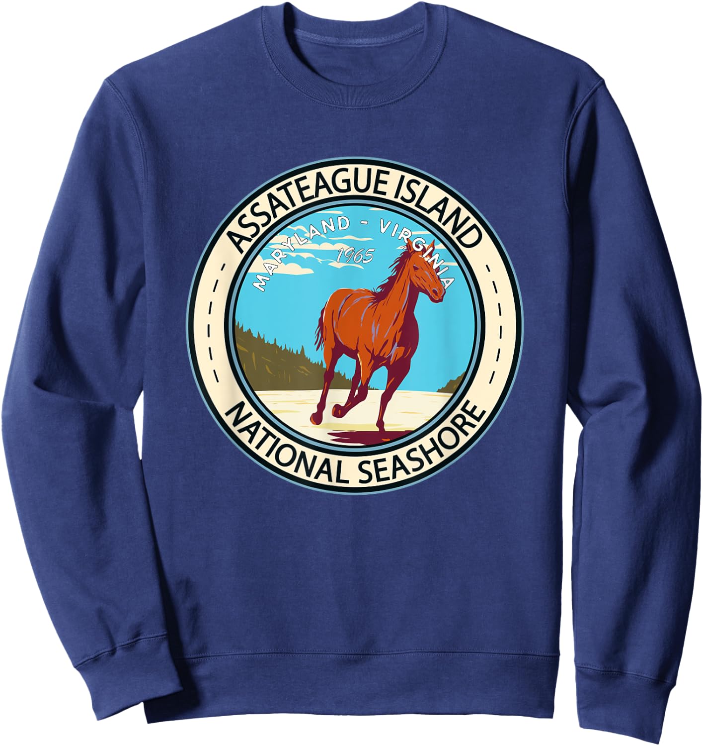 Assateague Island National Seashore Badge Vintage Sweatshirt - Sweatshirt | Navy