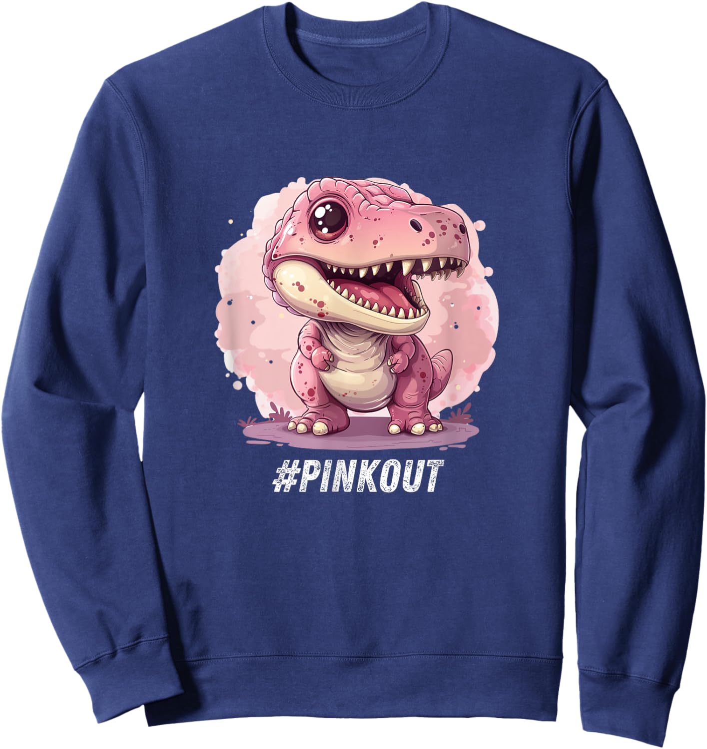 Breast Cancer Awareness Dinosaur Lover Chemo Pink Ribbon Sweatshirt - Sweatshirt | Navy