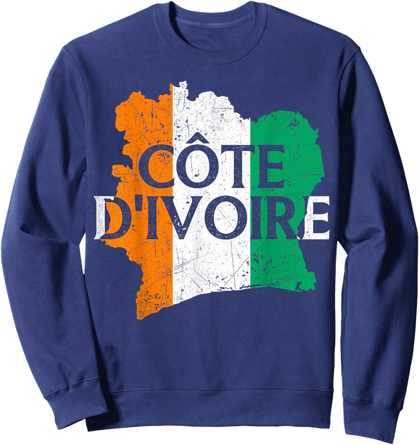 Cote d'Ivoire Country Map Flag Proud Ivorian Patriotic Sweatshirt - Sweatshirt | Navy