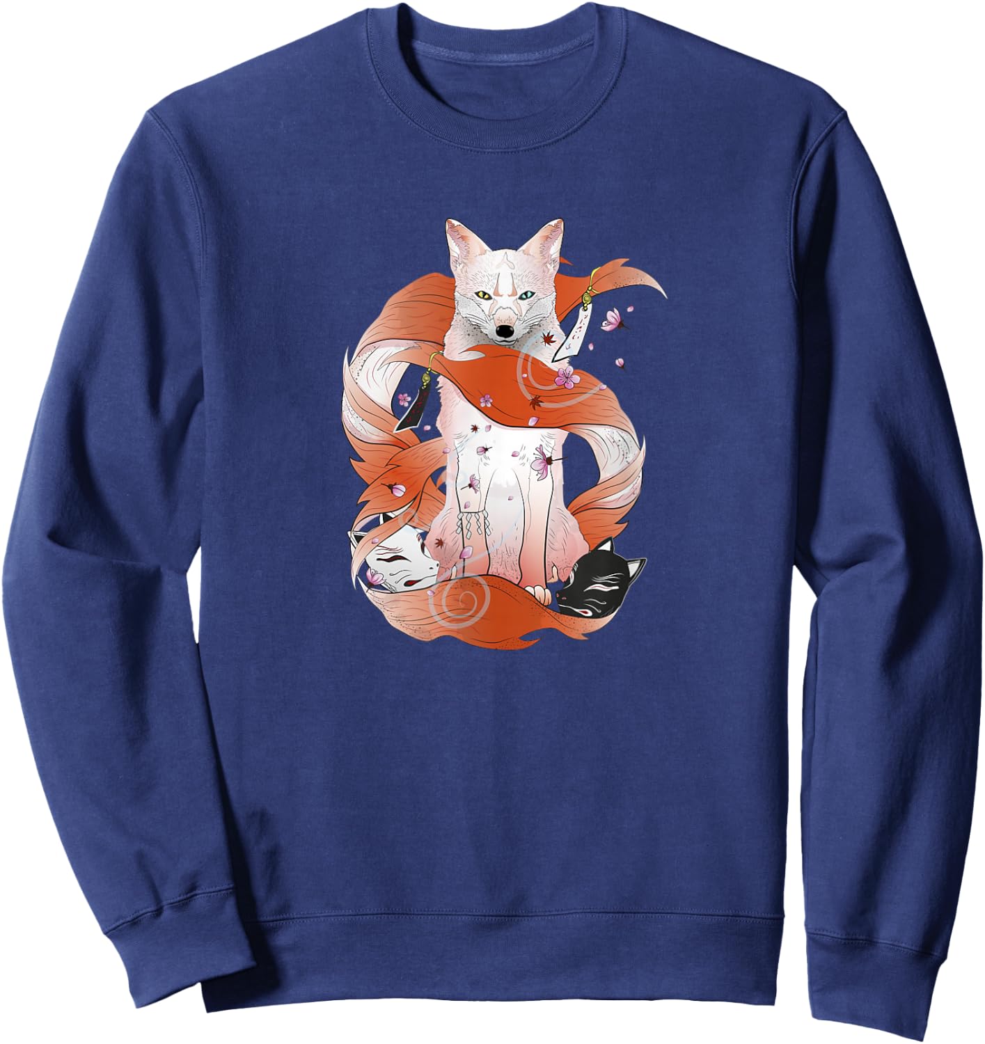 Kitsune Japanese Kami Inari Nine-Tailed Fox Fox Spirit Yokai Sweatshirt - Sweatshirt | Navy