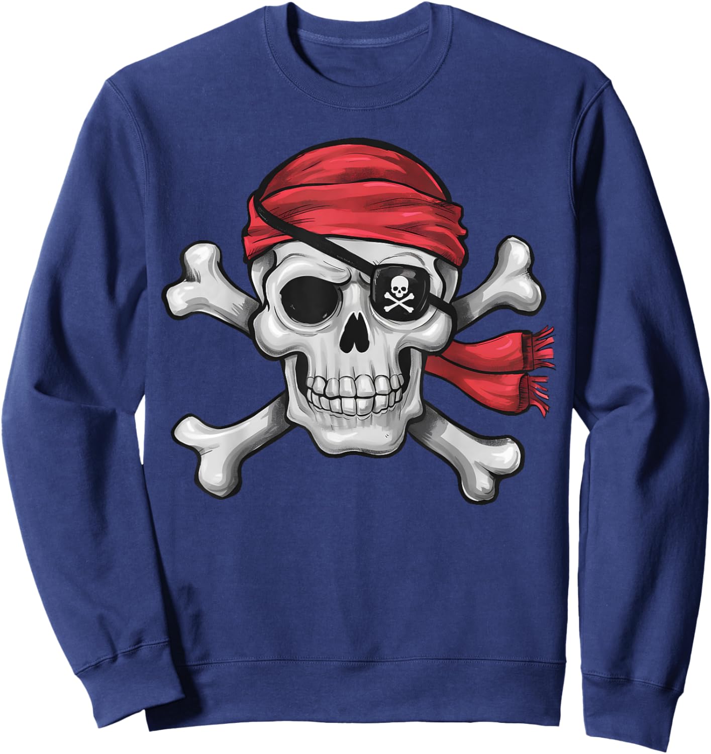 Pirate Skull Crossbones Halloween Costume Men Boy Kids Sweatshirt - Sweatshirt | Navy