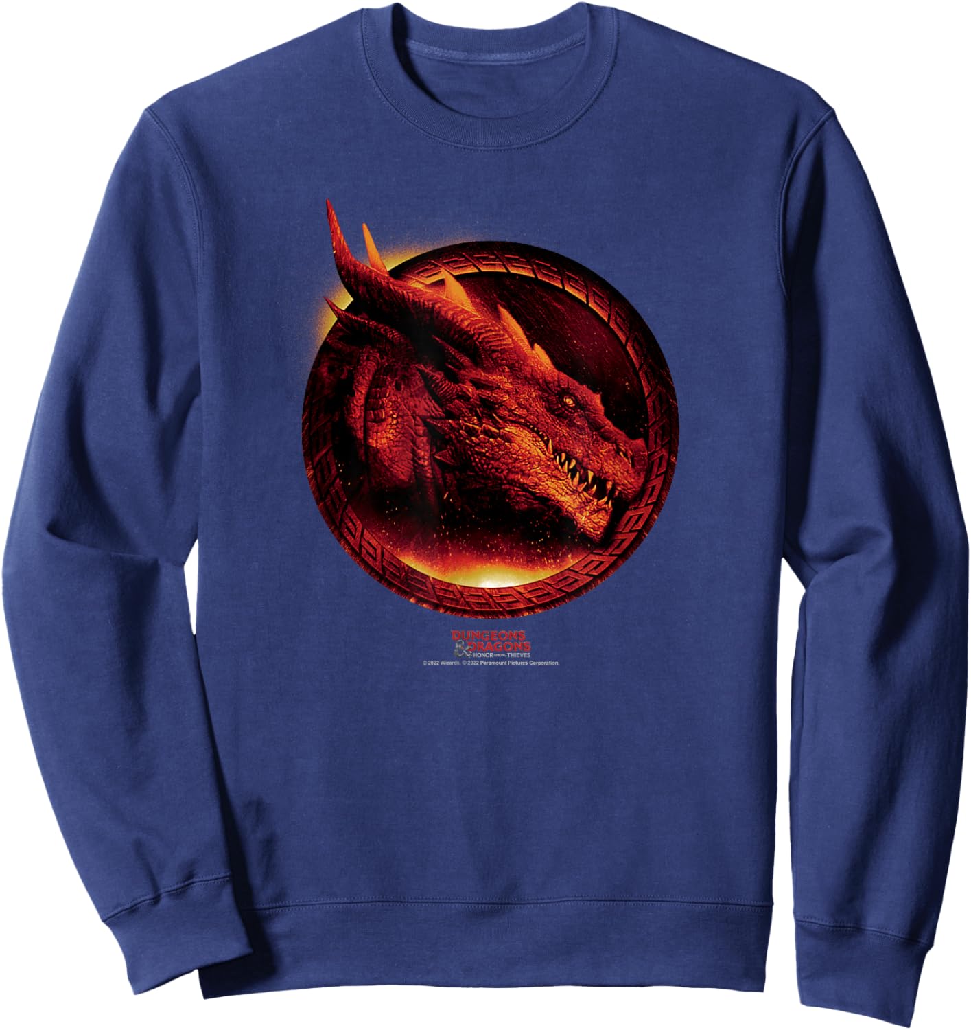 Dungeons & Dragons: Honor Among Thieves Flaming Dragon Logo Sweatshirt - Sweatshirt | Navy