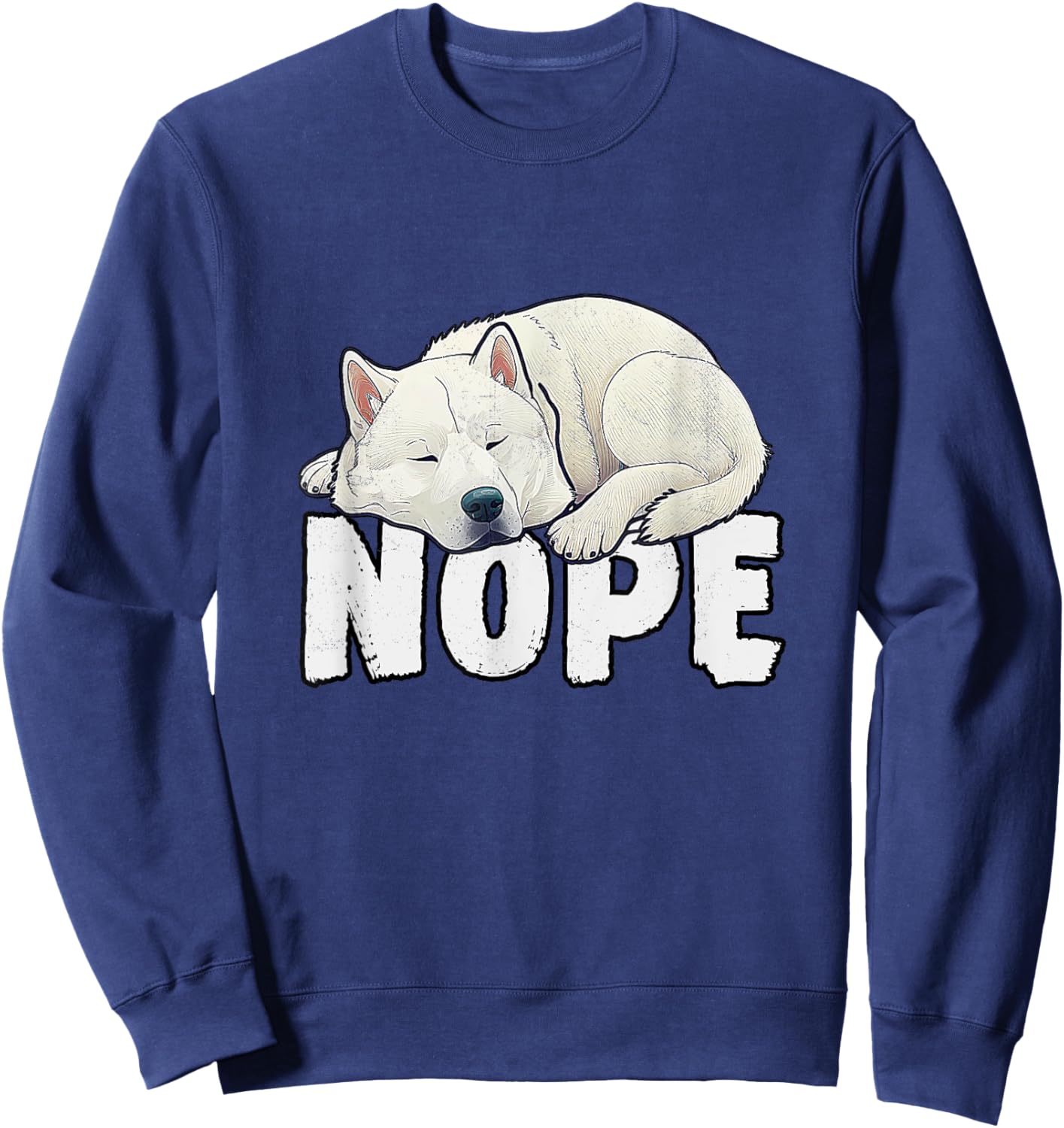 Korean Jindo Nope Funny Lazy Pet Dog Cute Sweatshirt - Sweatshirt | Navy