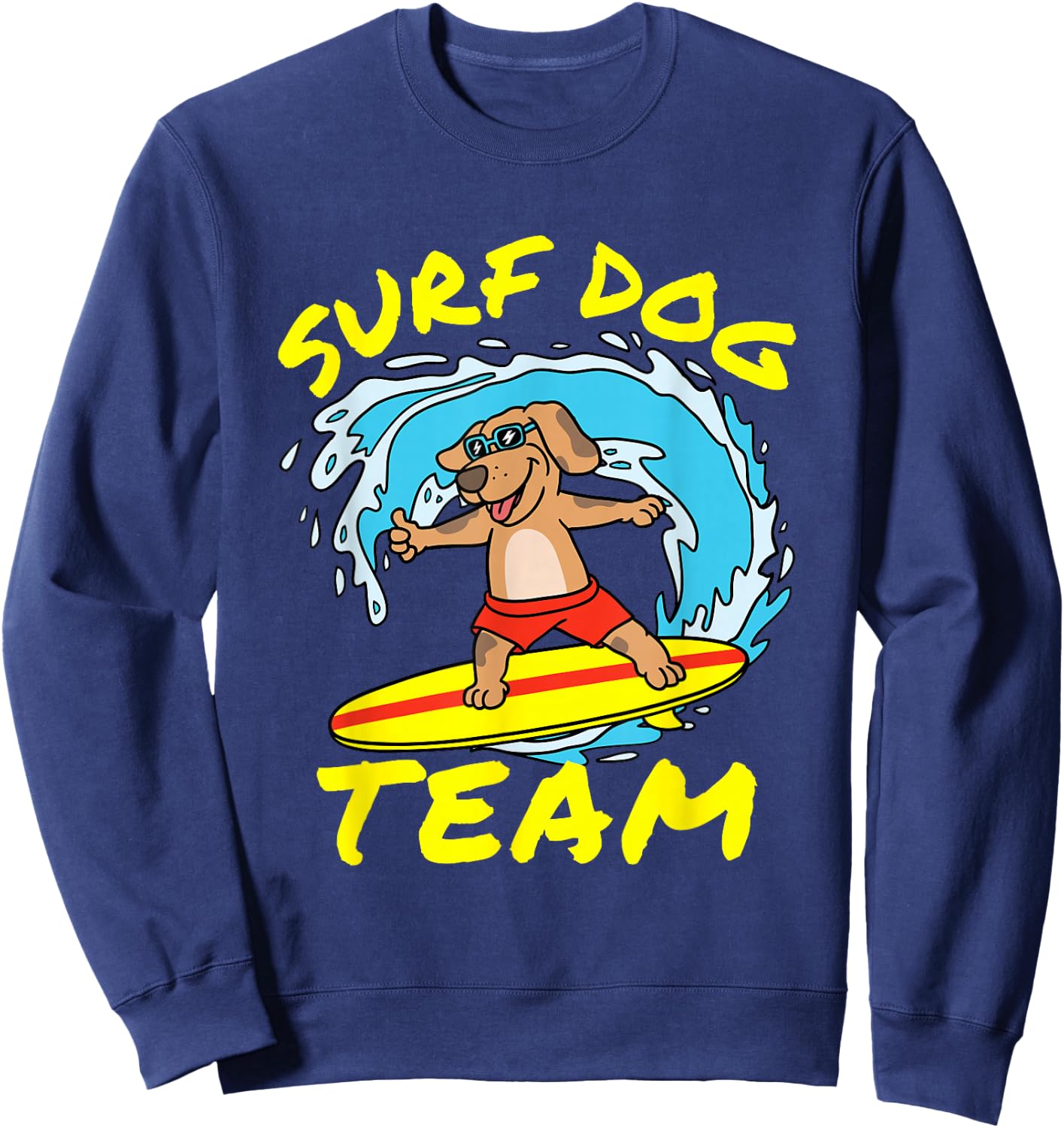 Dog Surfing Surf Dog Team Surfboard Wave Competition Sweatshirt - Sweatshirt | Navy