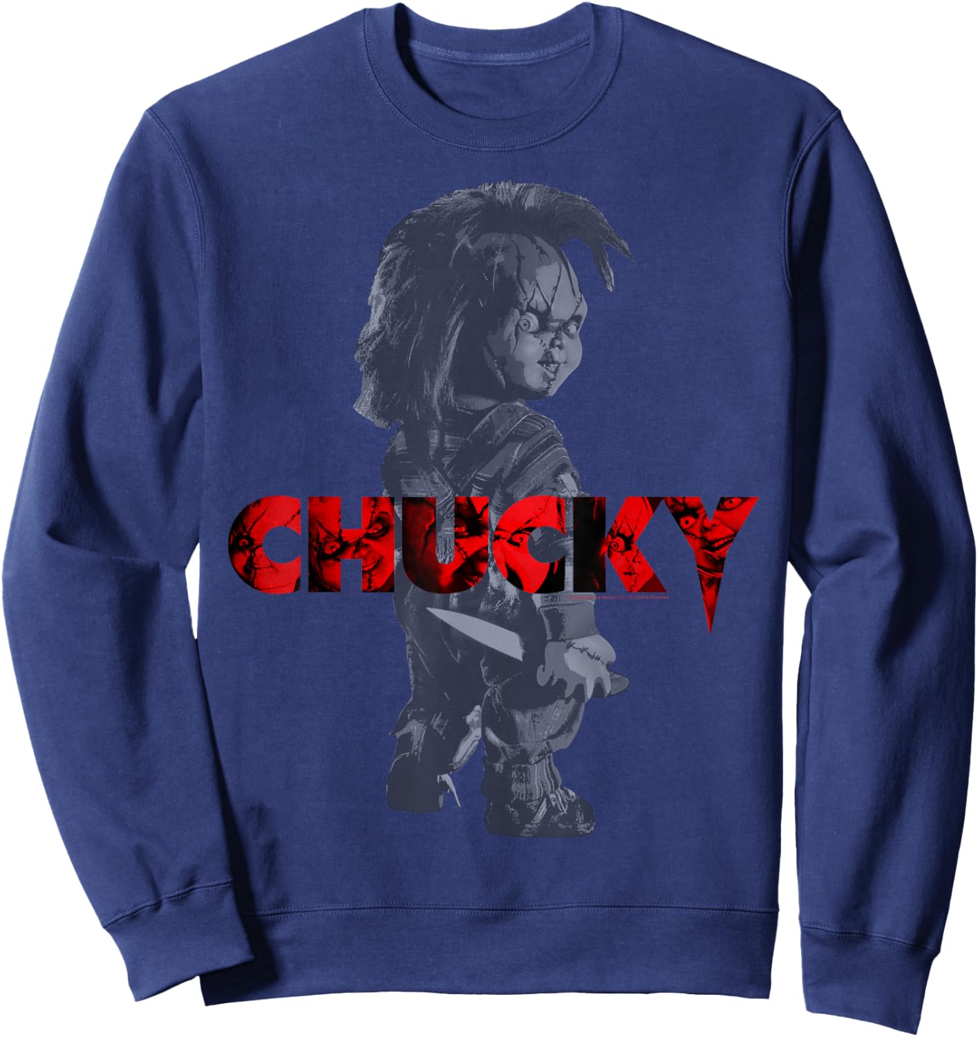 Child's Play Chucky Red Accent Logo Small Sweatshirt - Sweatshirt | Navy