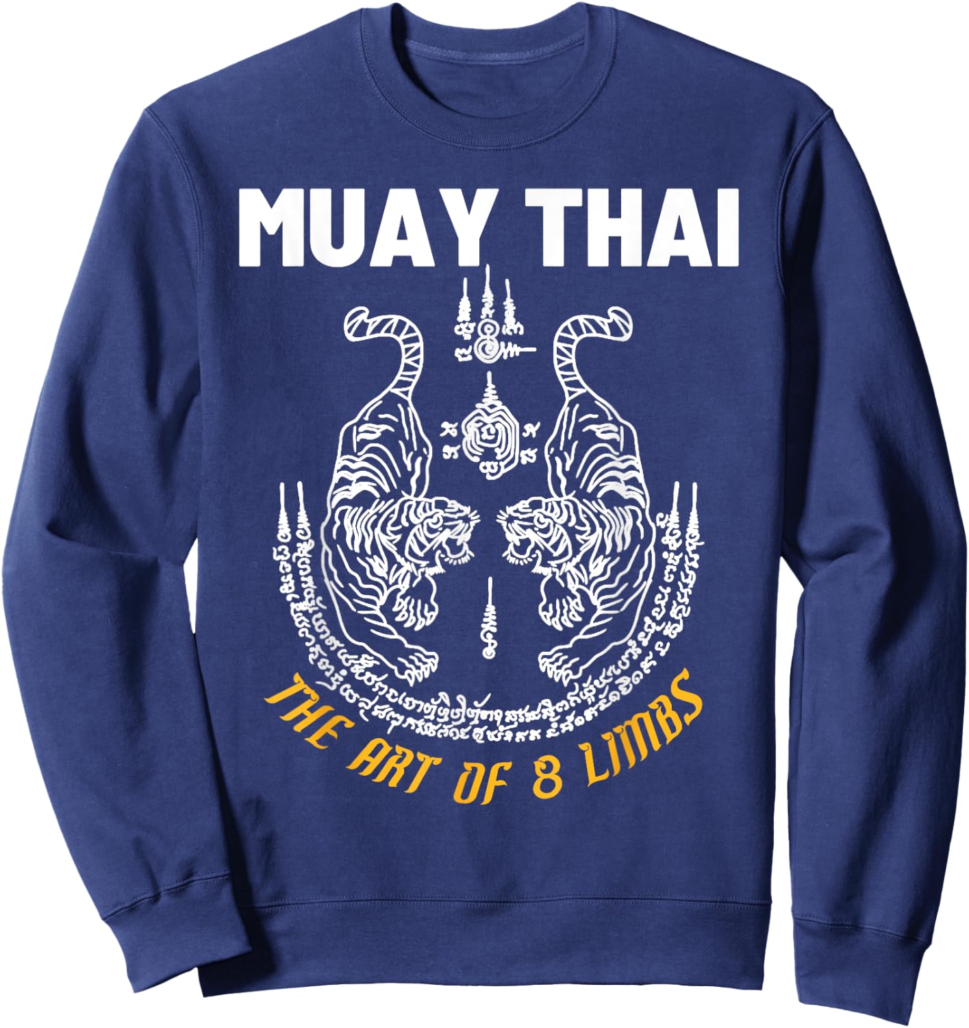 The Art Of 8 Limbs Muay Thai Martial Art Sak Yant Twin Tiger Sweatshirt - Sweatshirt | Navy