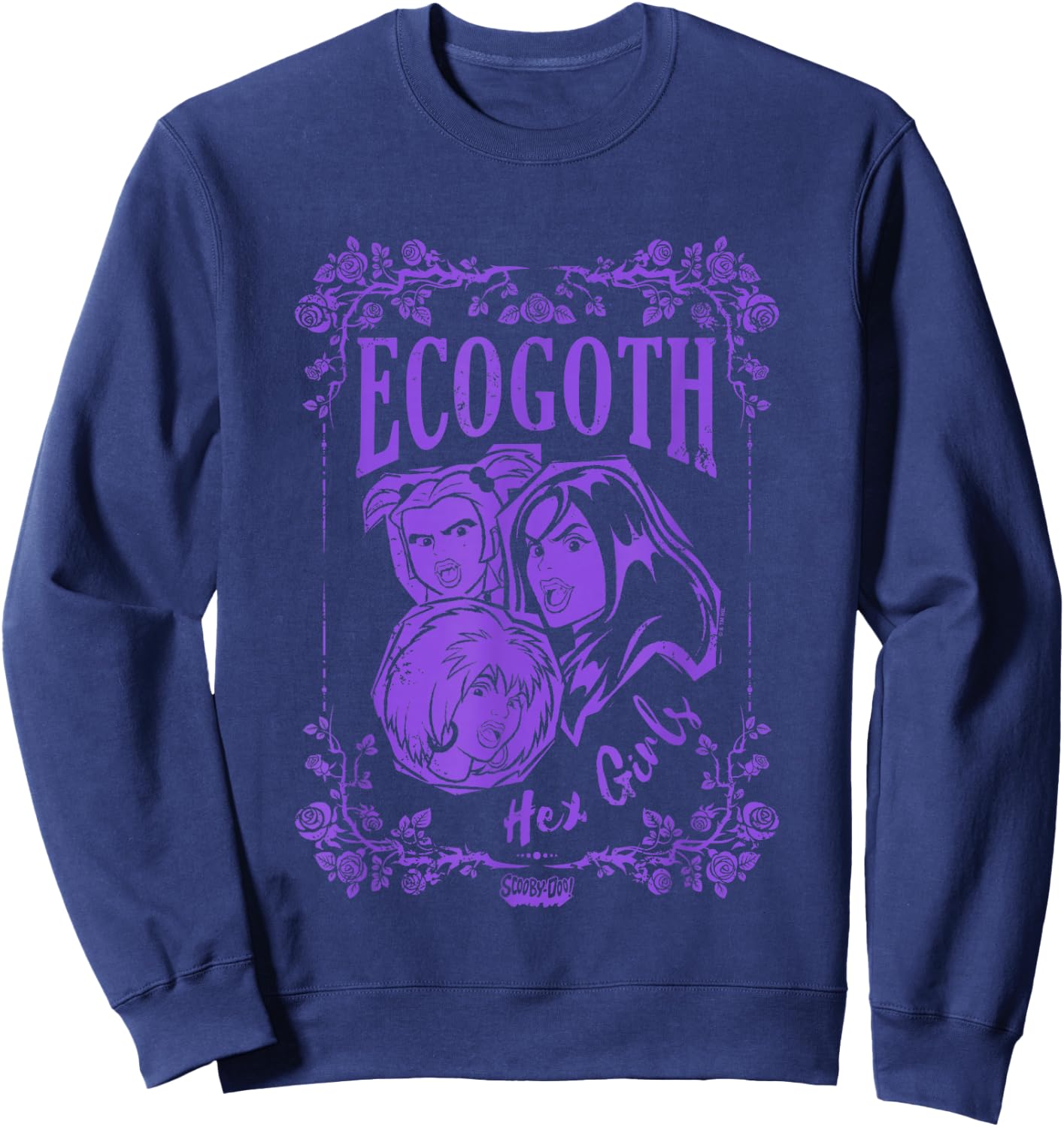Scooby-Doo Hex Girls Ecogoth Distressed Floral Chest Logo Sweatshirt - Sweatshirt | Navy