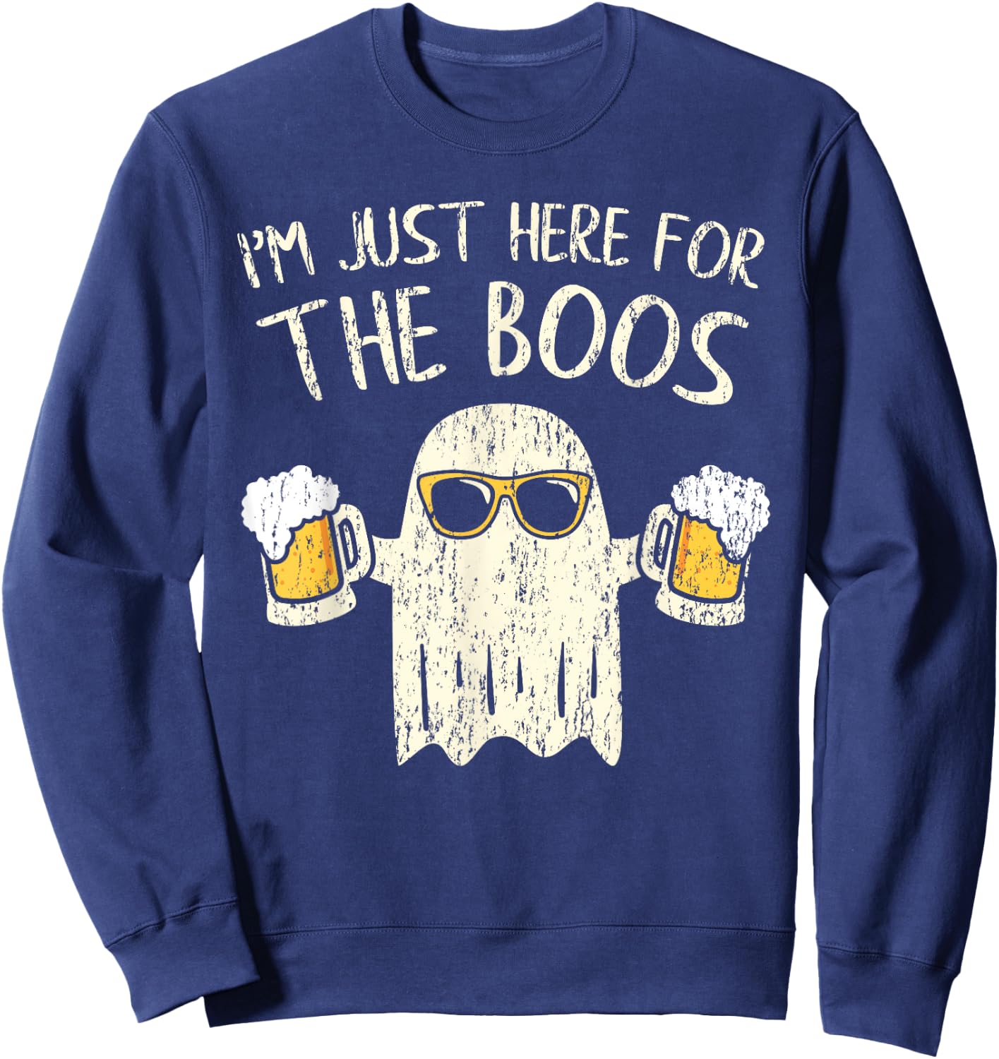 Im Just Here for the Boos Funny Gift Halloween Ghost Sweatshirt - Sweatshirt | Navy