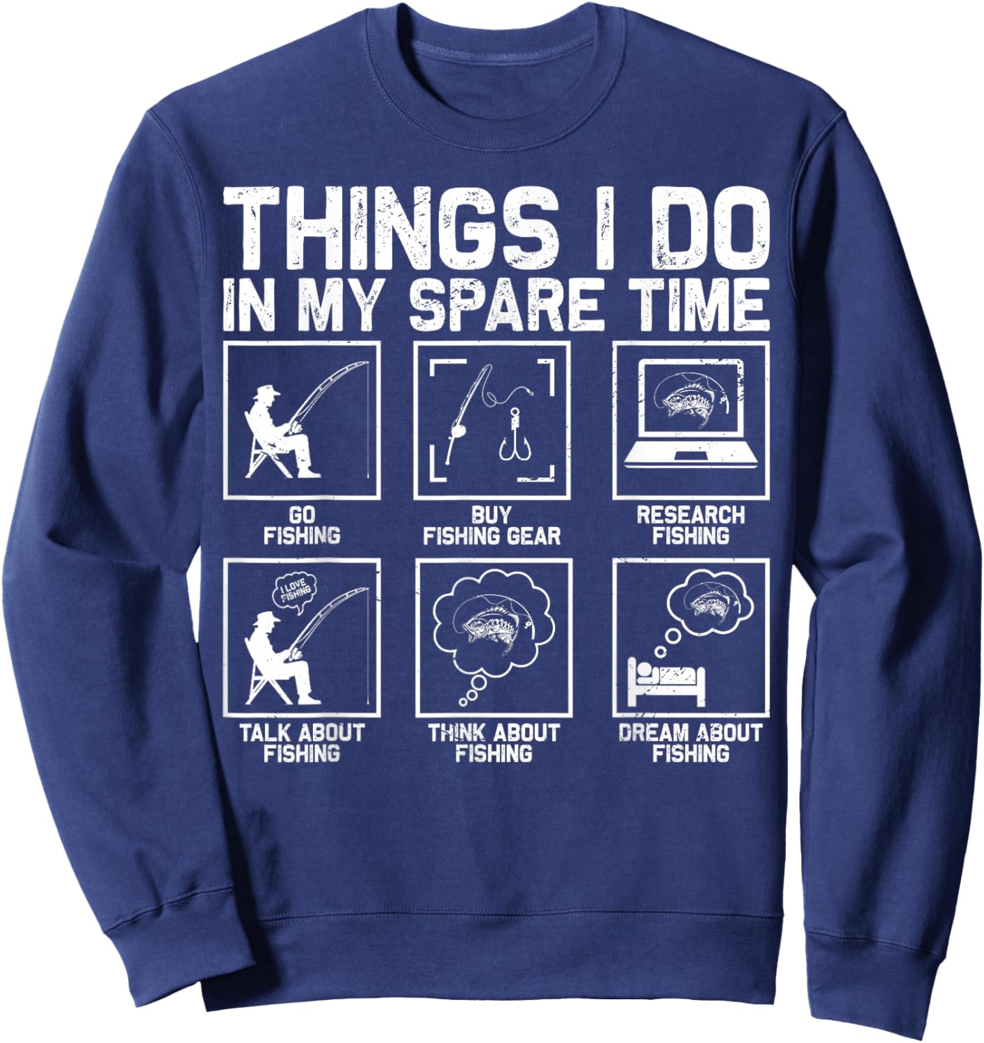Funny Fishing Bass Fish Dad Men Reel Cool Fishing Lover Sweatshirt - Sweatshirt | Navy