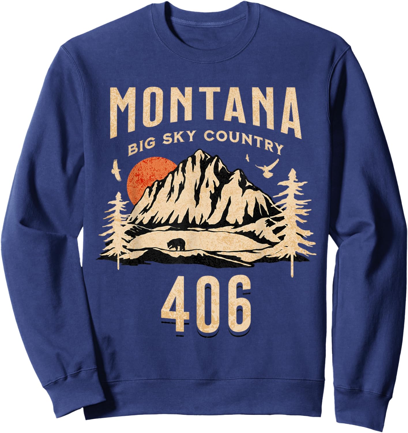 406 Montana Area Code, Big Sky Country, Montana Outdoors Sweatshirt - Sweatshirt | Navy