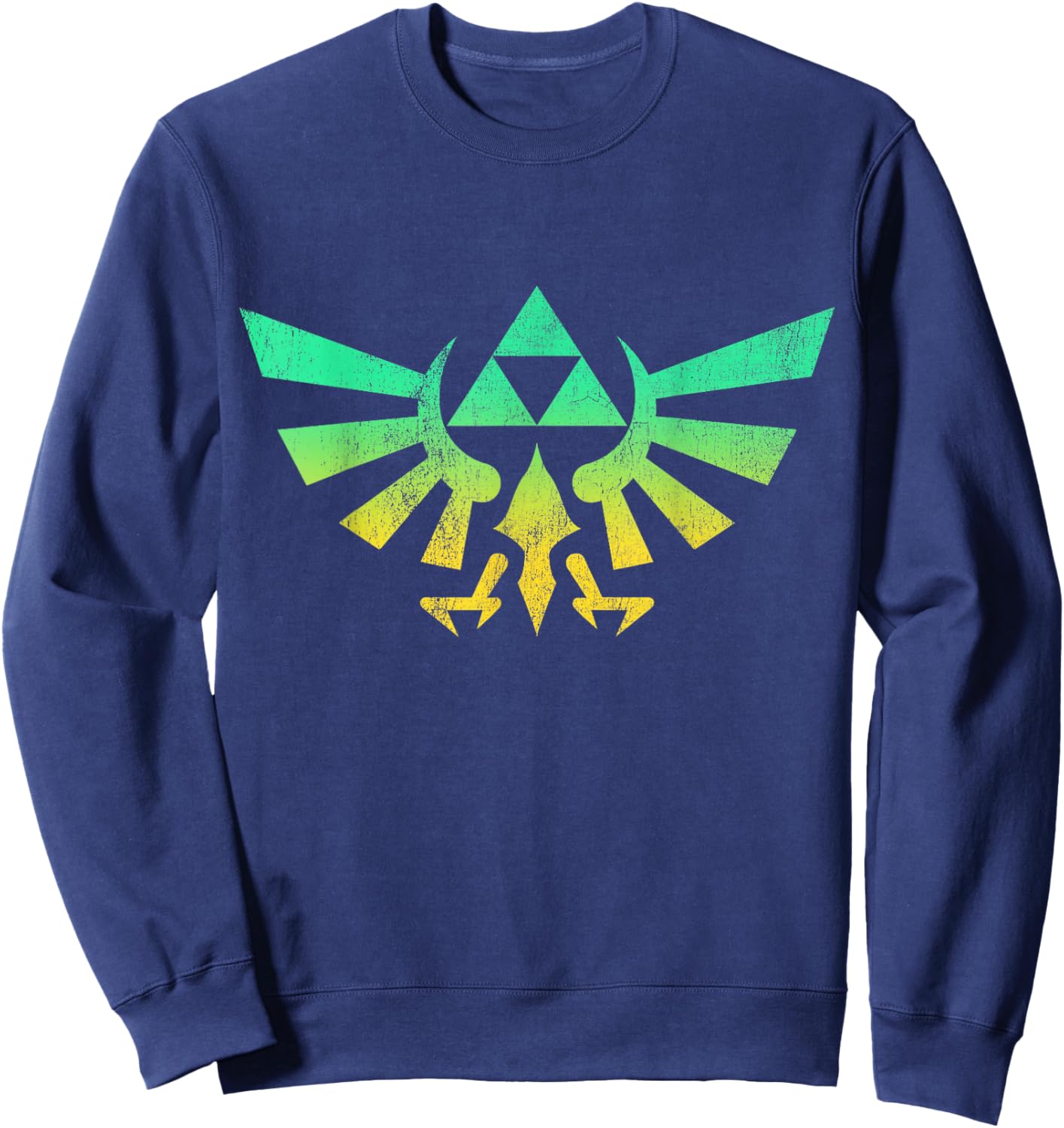 Legend of Zelda Triforce Green Fade Graphic Sweatshirt - Sweatshirt | Navy