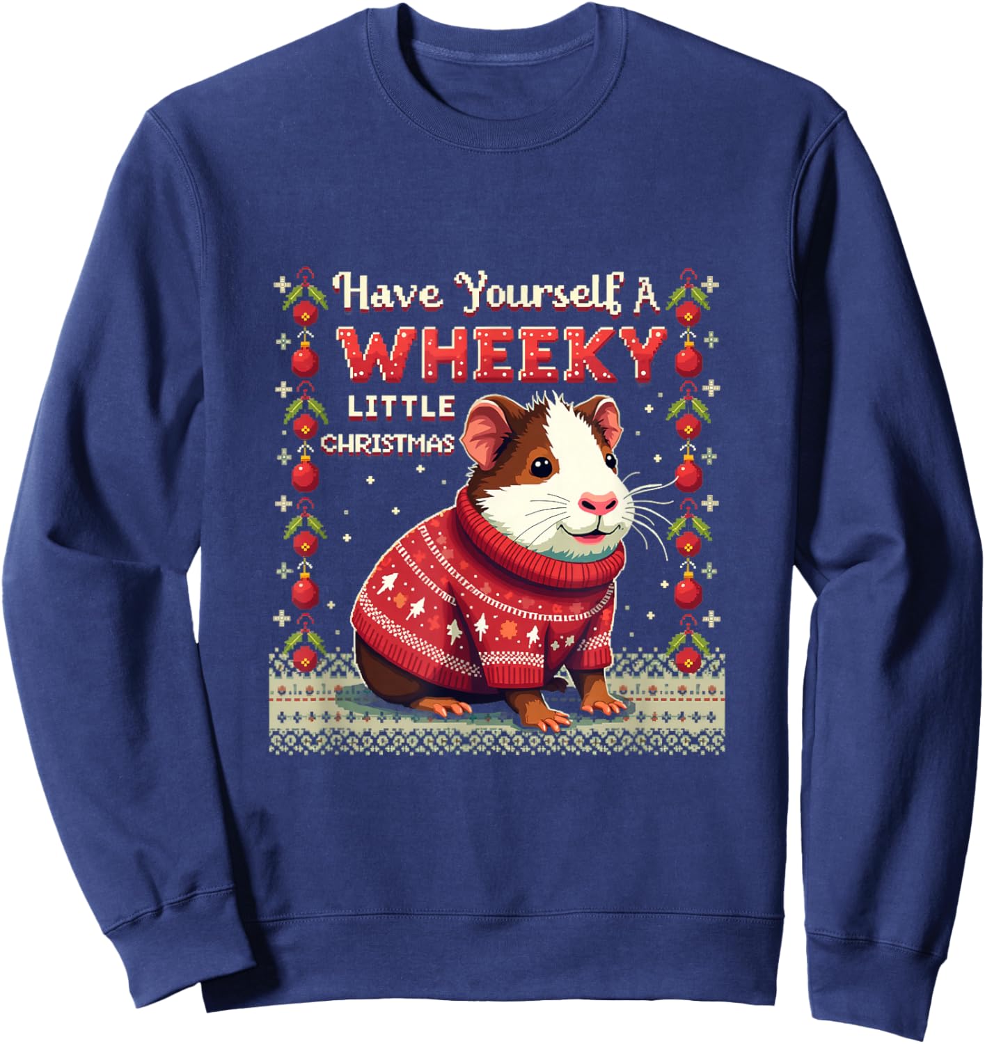 Wheeky Little Christmas Ugly Sweater Guinea Pig Sweatshirt - Sweatshirt | Navy