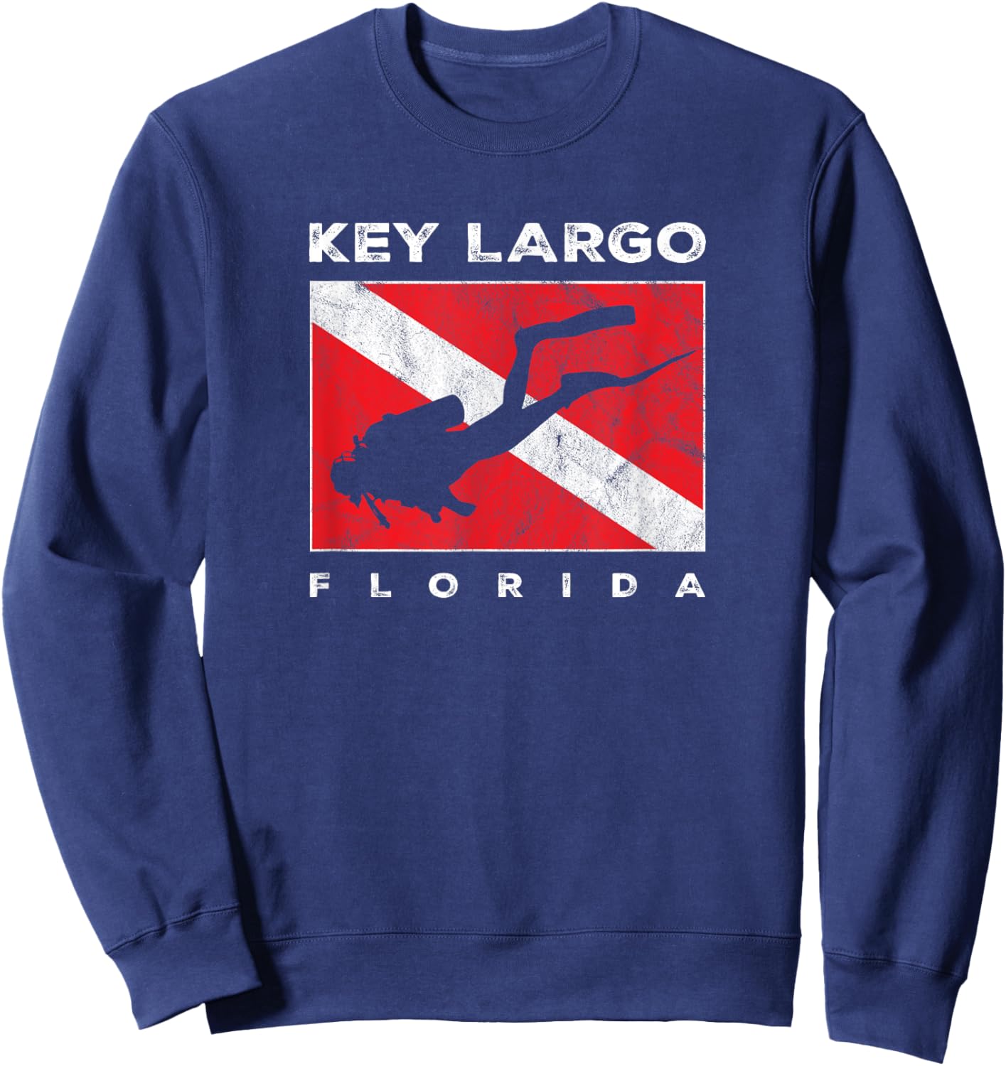 Key Largo Florida Scuba Dive Flag Souvenir Retro Sweatshirt - Sweatshirt | Navy