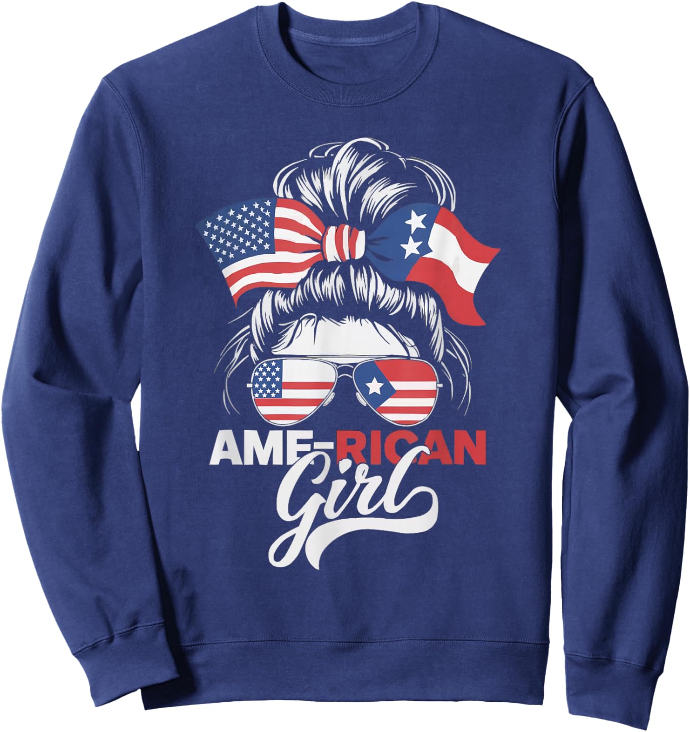 Half Puerto Rican Half American USA Flag Puerto Rico Sweatshirt - Sweatshirt | Navy