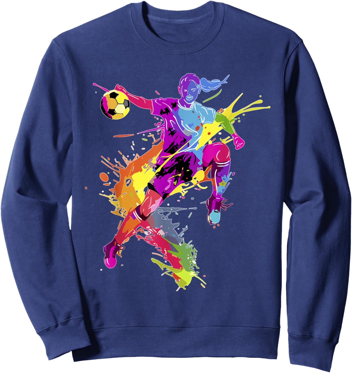 Soccer woman Paint splash Women's soccer Sweatshirt - Sweatshirt | Navy