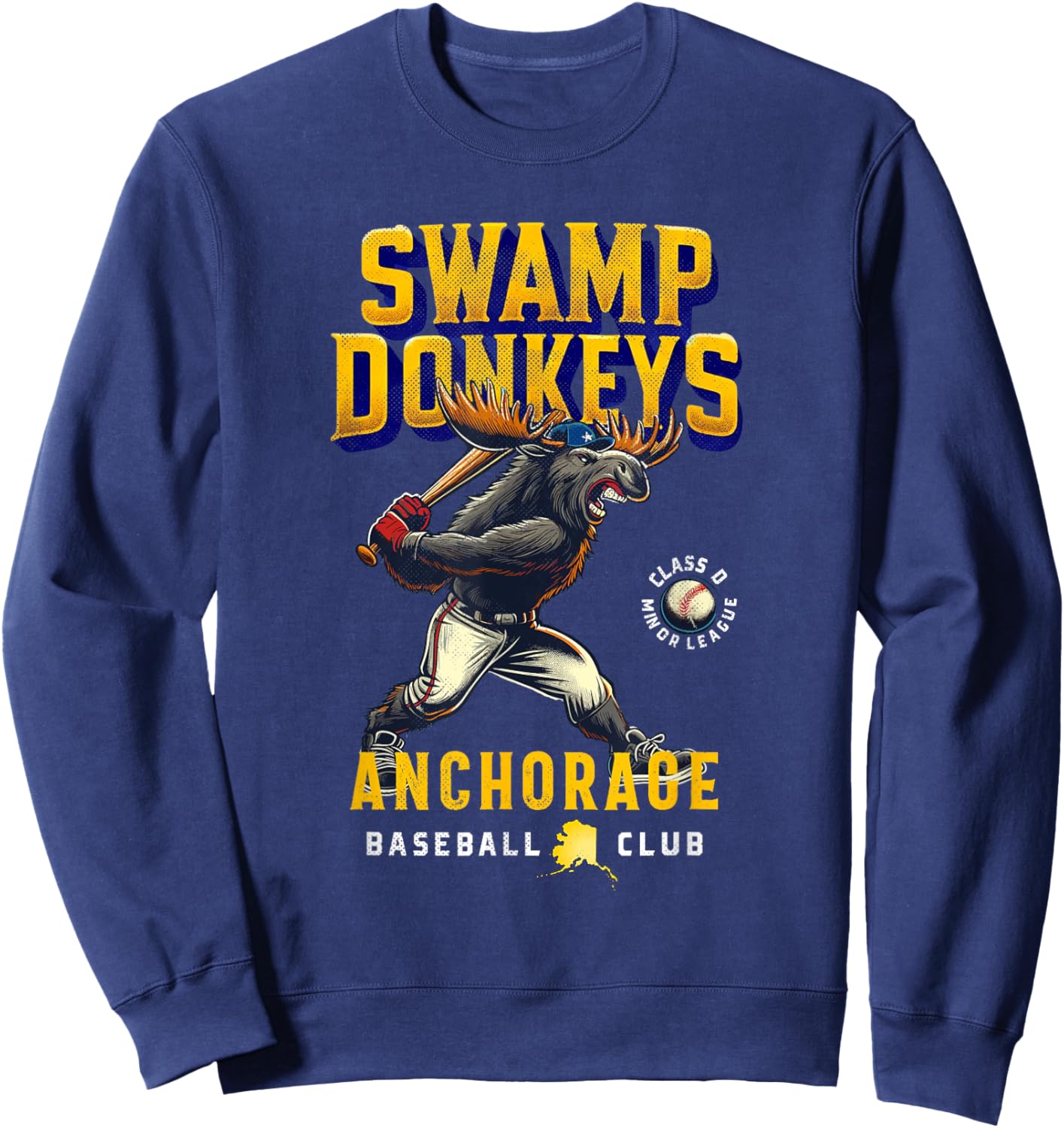 Anchorage Swamp Donkeys Retro Minor League Baseball Team Sweatshirt - Sweatshirt | Navy