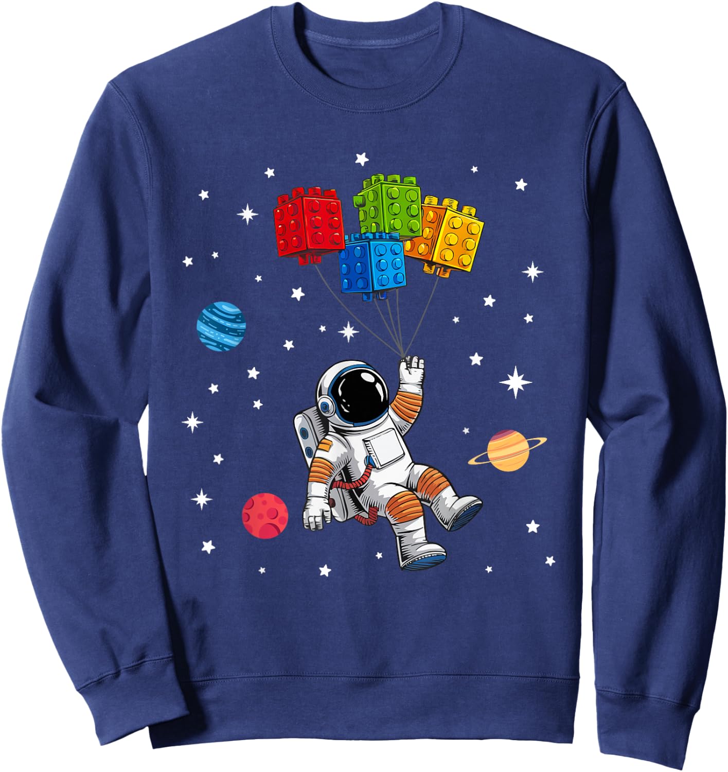Space Astronaut Funny Building Blocks Bricks Master Builder Sweatshirt - Sweatshirt | Navy
