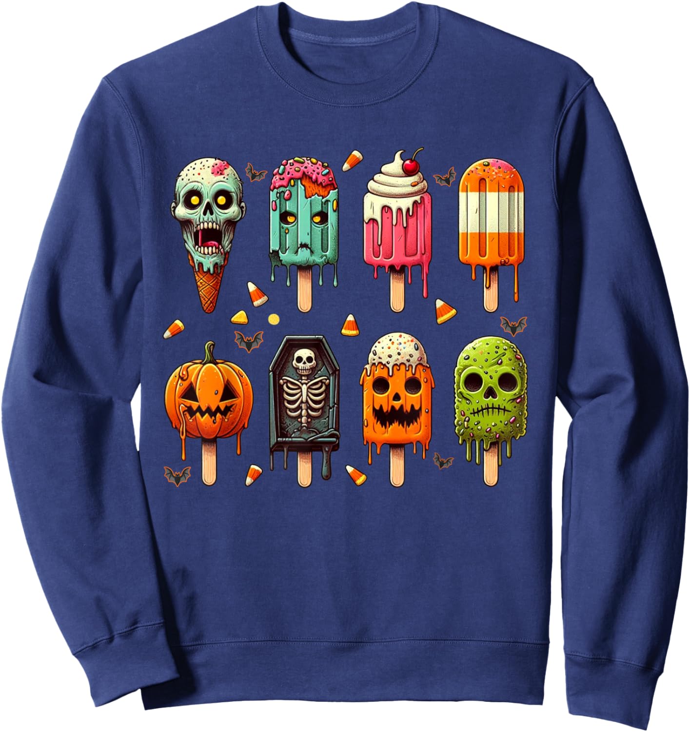 Funny Popsicle Summer Horror Halloween Ice Cream Summerween Men Women Kids Sweatshirt - Sweatshirt | Navy
